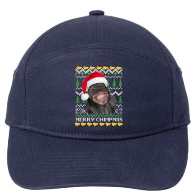 Merry Chimpmas Monkey Ugly Christmas Sweater 7-Panel Snapback Hat