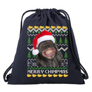 Merry Chimpmas Monkey Ugly Christmas Sweater Drawstring Bag