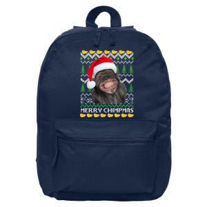 Merry Chimpmas Monkey Ugly Christmas Sweater 16 in Basic Backpack