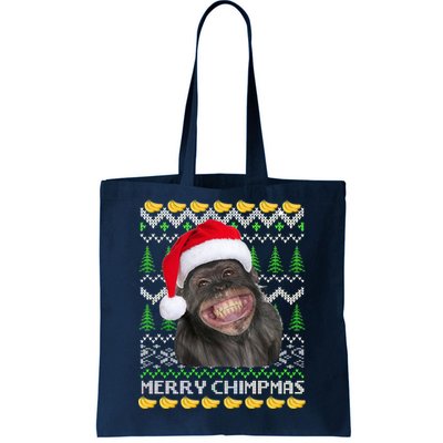 Merry Chimpmas Monkey Ugly Christmas Sweater Tote Bag