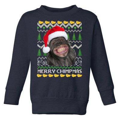 Merry Chimpmas Monkey Ugly Christmas Sweater Toddler Sweatshirt