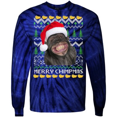 Merry Chimpmas Monkey Ugly Christmas Sweater Tie-Dye Long Sleeve Shirt