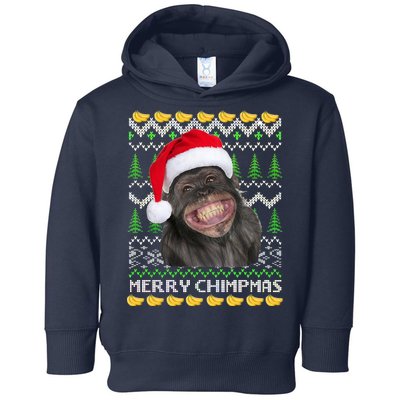 Merry Chimpmas Monkey Ugly Christmas Sweater Toddler Hoodie