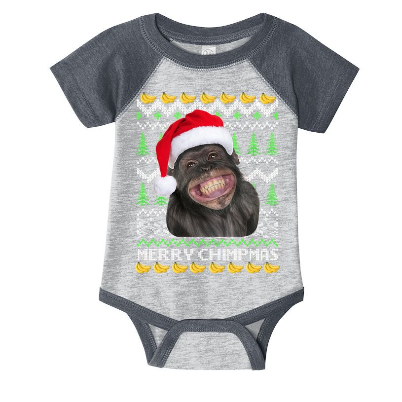 Merry Chimpmas Monkey Ugly Christmas Sweater Infant Baby Jersey Bodysuit