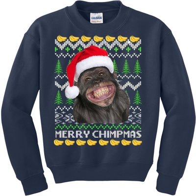 Merry Chimpmas Monkey Ugly Christmas Sweater Kids Sweatshirt