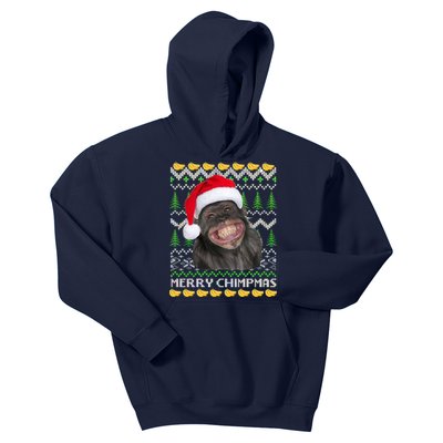 Merry Chimpmas Monkey Ugly Christmas Sweater Kids Hoodie