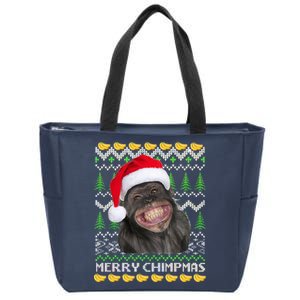 Merry Chimpmas Monkey Ugly Christmas Sweater Zip Tote Bag