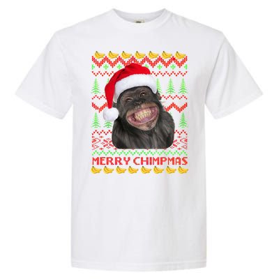 Merry Chimpmas Monkey Ugly Christmas Sweater Garment-Dyed Heavyweight T-Shirt