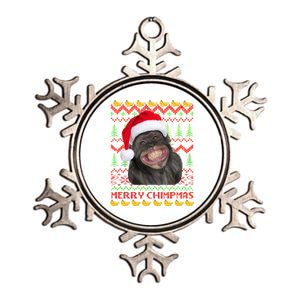 Merry Chimpmas Monkey Ugly Christmas Sweater Metallic Star Ornament