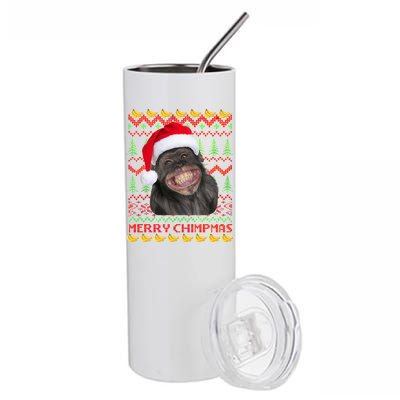 Merry Chimpmas Monkey Ugly Christmas Sweater Stainless Steel Tumbler