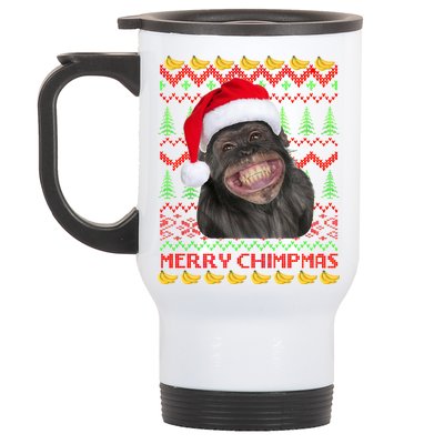 Merry Chimpmas Monkey Ugly Christmas Sweater Stainless Steel Travel Mug