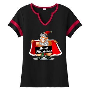 Merry Chrismas X-Mas Santa Bells Ladies Halftime Notch Neck Tee