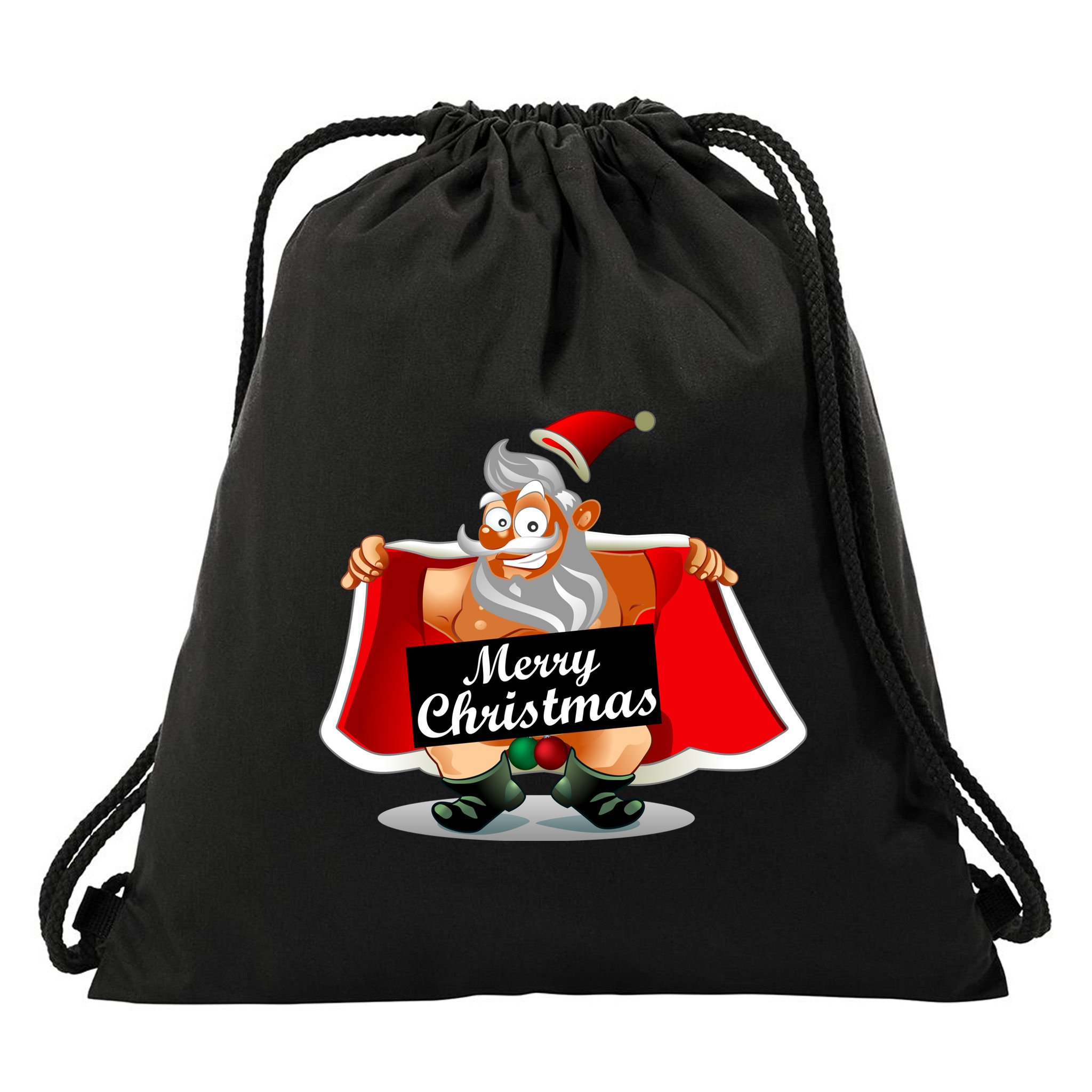 Merry Chrismas X-Mas Santa Bells Drawstring Bag
