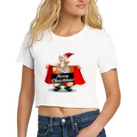 Merry Chrismas X-Mas Santa Bells Women's Crop Top Tee