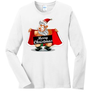 Merry Chrismas X-Mas Santa Bells Ladies Long Sleeve Shirt