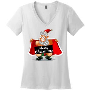 Merry Chrismas X-Mas Santa Bells Women's V-Neck T-Shirt