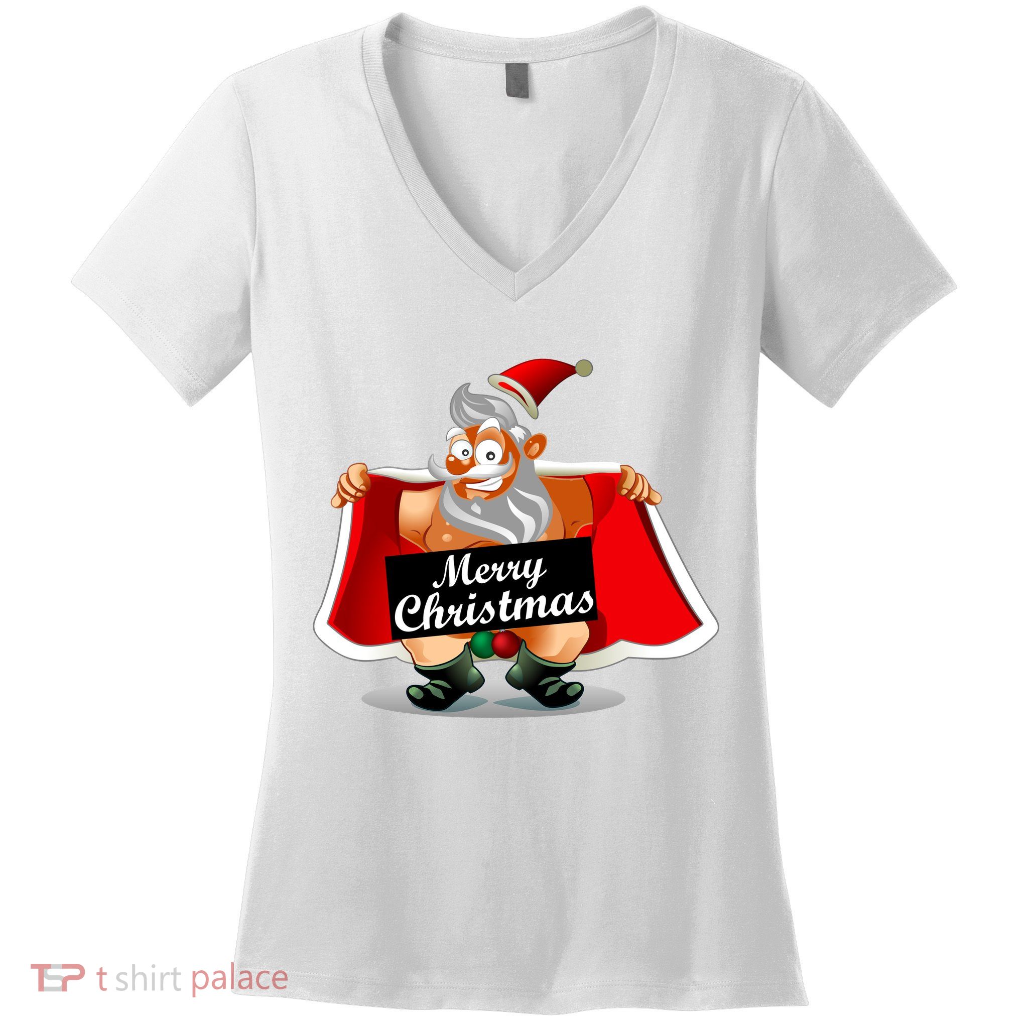 Merry Chrismas X-Mas Santa Bells Women's V-Neck T-Shirt