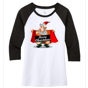 Merry Chrismas X-Mas Santa Bells Women's Tri-Blend 3/4-Sleeve Raglan Shirt