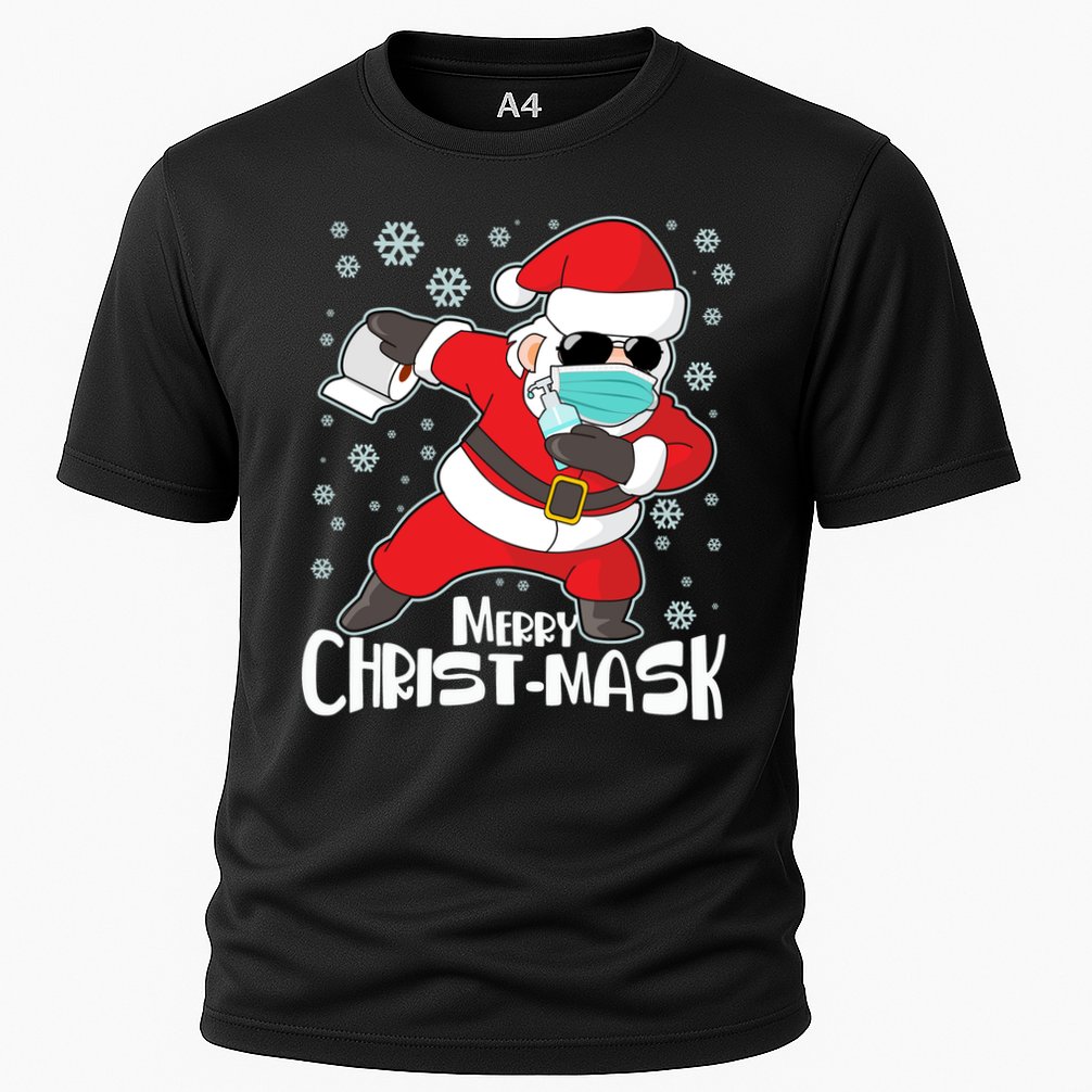 Merry Christ-Mask Dabbing Quarantine Santa Claus  Cooling Performance Crew T-Shirt