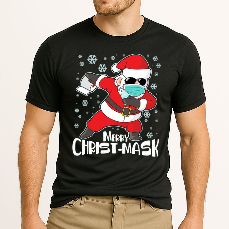 Merry Christ-Mask Dabbing Quarantine Santa Claus  Cooling Performance Crew T-Shirt