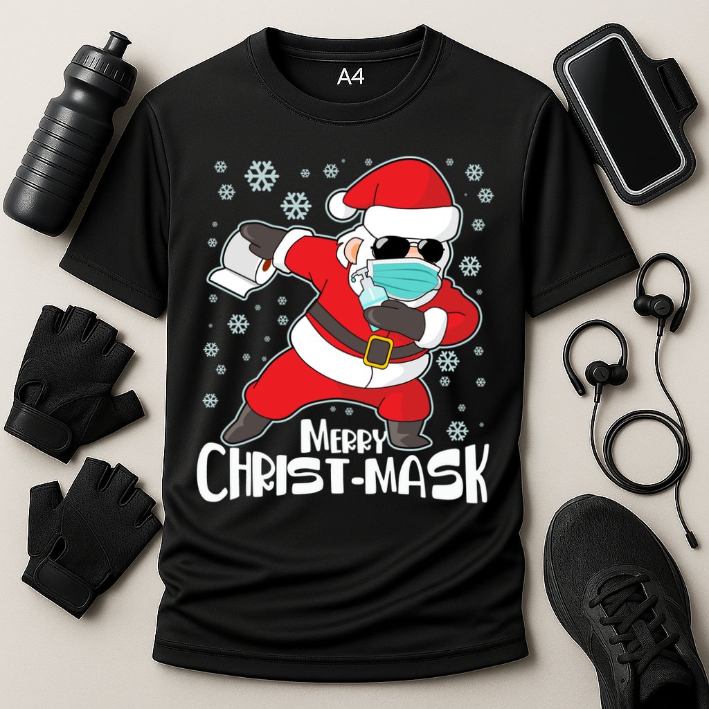 Merry Christ-Mask Dabbing Quarantine Santa Claus  Cooling Performance Crew T-Shirt