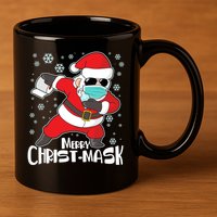 Merry Christ-Mask Dabbing Quarantine Santa Claus  11oz C Handle Ceramic Mug