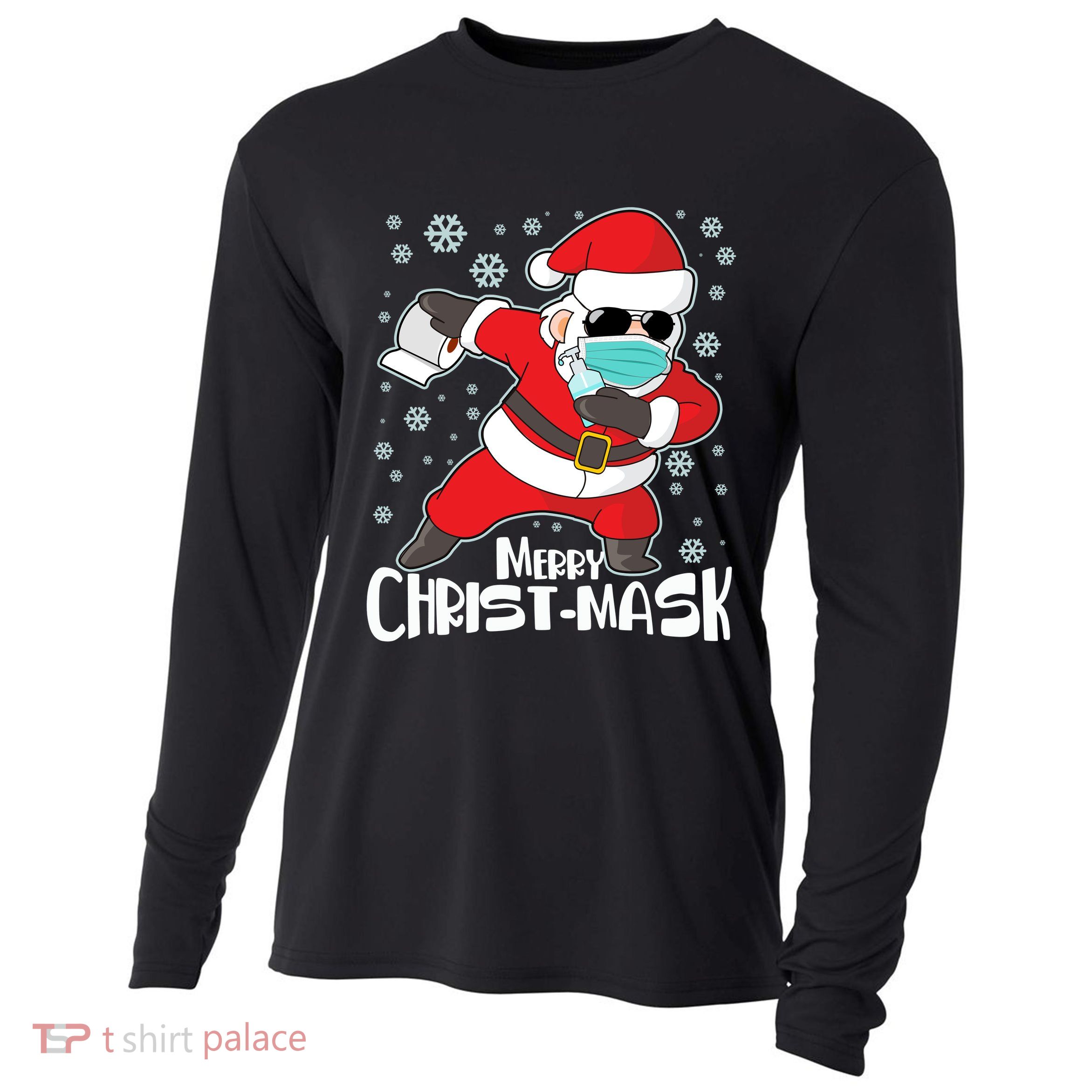 Merry Christ-Mask Dabbing Quarantine Santa Claus  Cooling Performance Long Sleeve Crew