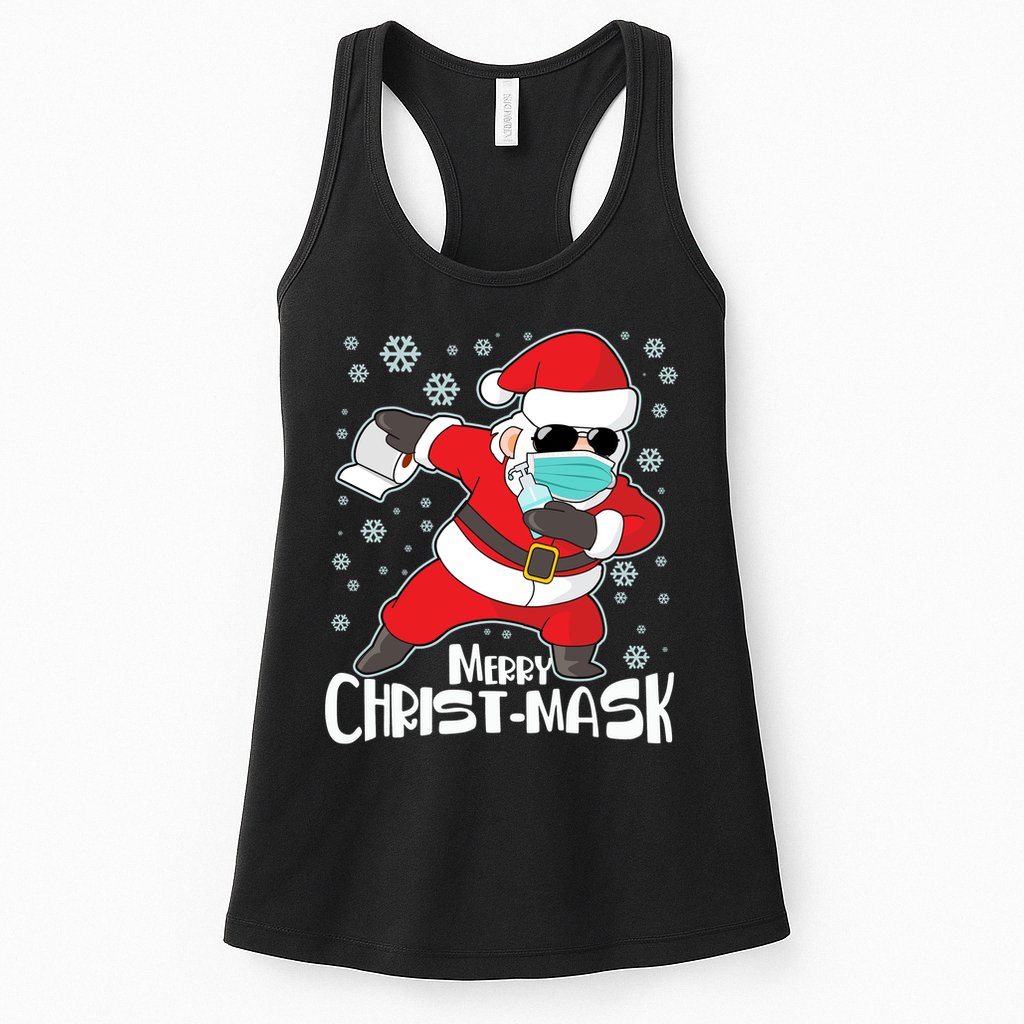 Merry Christ-Mask Dabbing Quarantine Santa Claus  Womens Tank Top