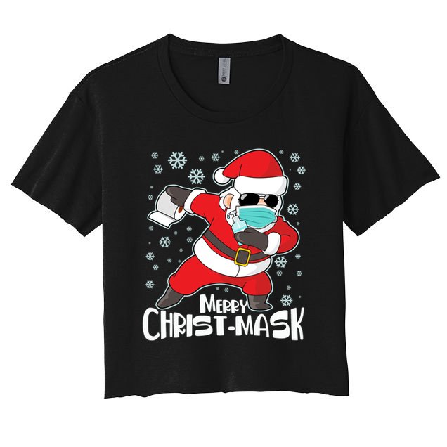 Merry Christ-Mask Dabbing Quarantine Santa Claus  Crop Top