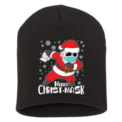 Merry Christ-Mask Dabbing Quarantine Santa Claus  Short Acrylic Beanie