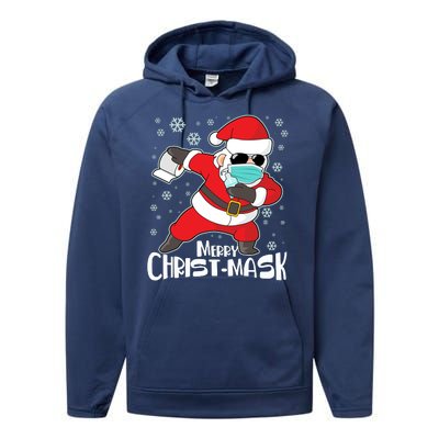 Merry Christ-Mask Dabbing Quarantine Santa Claus  Performance Fleece Hoodie