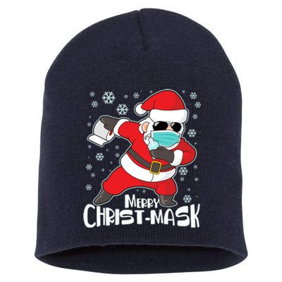 Merry Christ-Mask Dabbing Quarantine Santa Claus  Short Acrylic Beanie