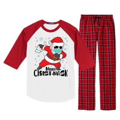 Merry Christ-Mask Dabbing Quarantine Santa Claus  Raglan Sleeve Pajama Set