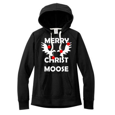 Merry Christ-Moose Women's Fleece Hoodie