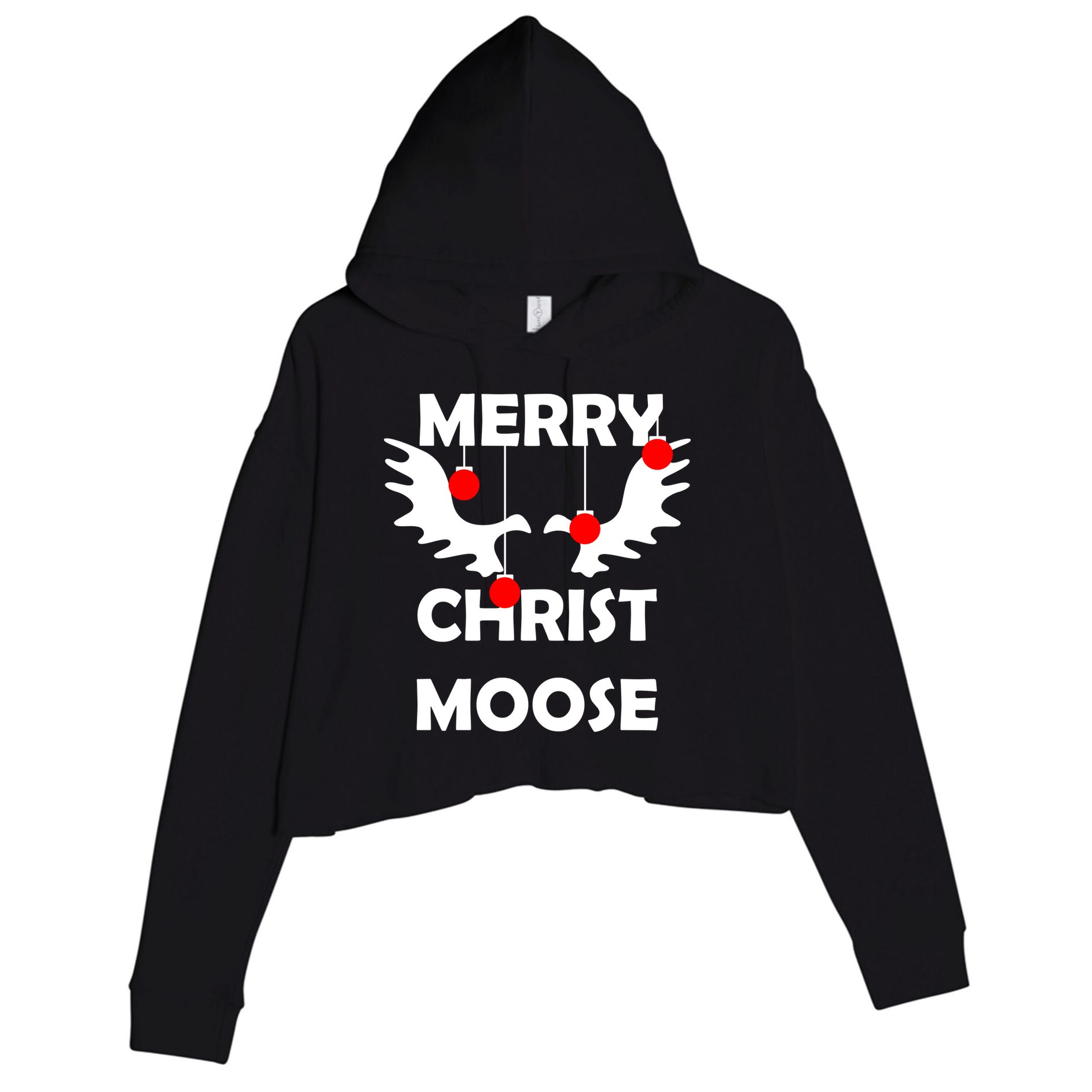 Merry Christ-Moose Crop Fleece Hoodie