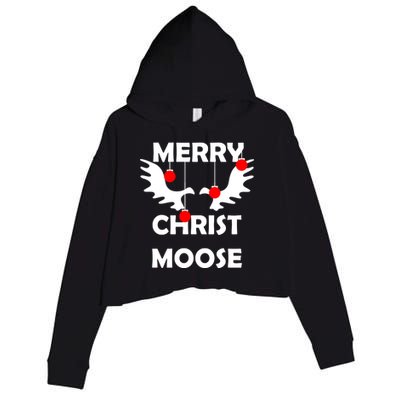 Merry Christ-Moose Crop Fleece Hoodie