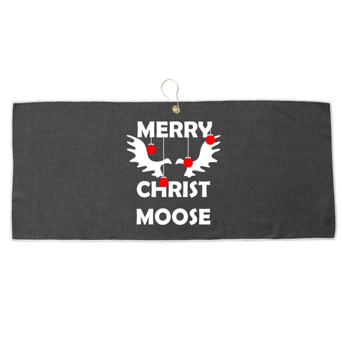 Merry Christ-Moose Large Microfiber Waffle Golf Towel