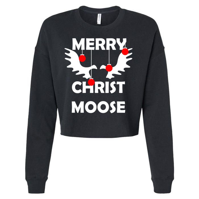 Merry Christ-Moose Cropped Pullover Crew