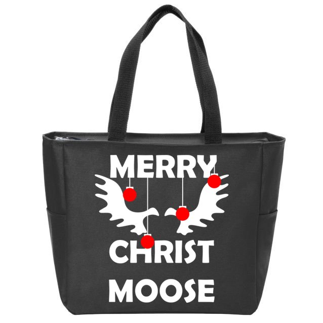 Merry Christ-Moose Zip Tote Bag