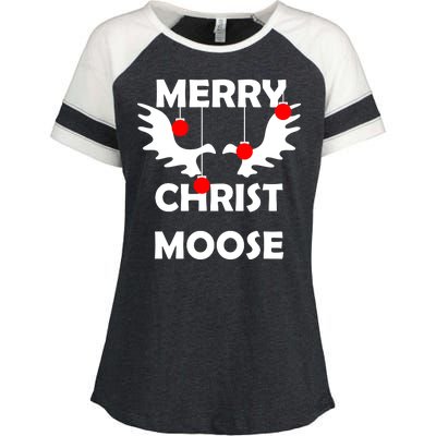 Merry Christ-Moose Enza Ladies Jersey Colorblock Tee