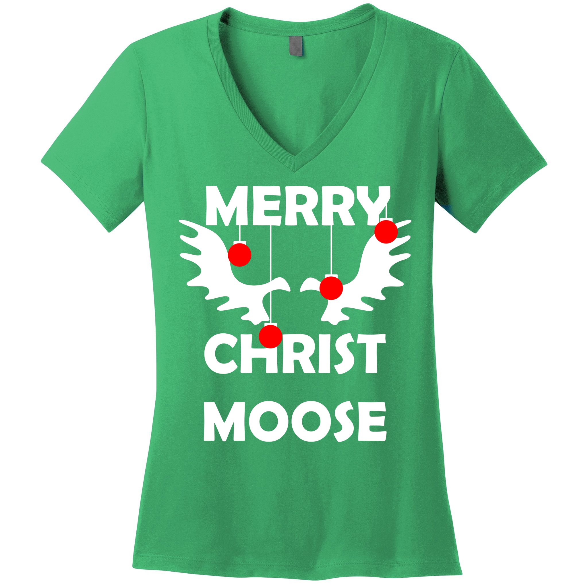 Merry Christ-Moose Women's V-Neck T-Shirt