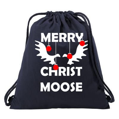 Merry Christ-Moose Drawstring Bag