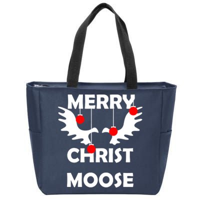 Merry Christ-Moose Zip Tote Bag