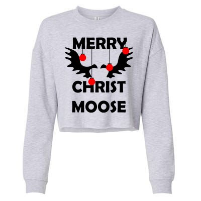 Merry Christ-Moose Cropped Pullover Crew