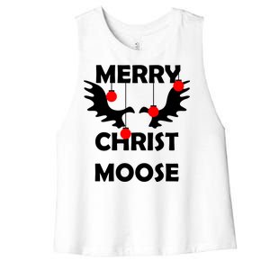 Merry Christ-Moose Women's Racerback Cropped Tank