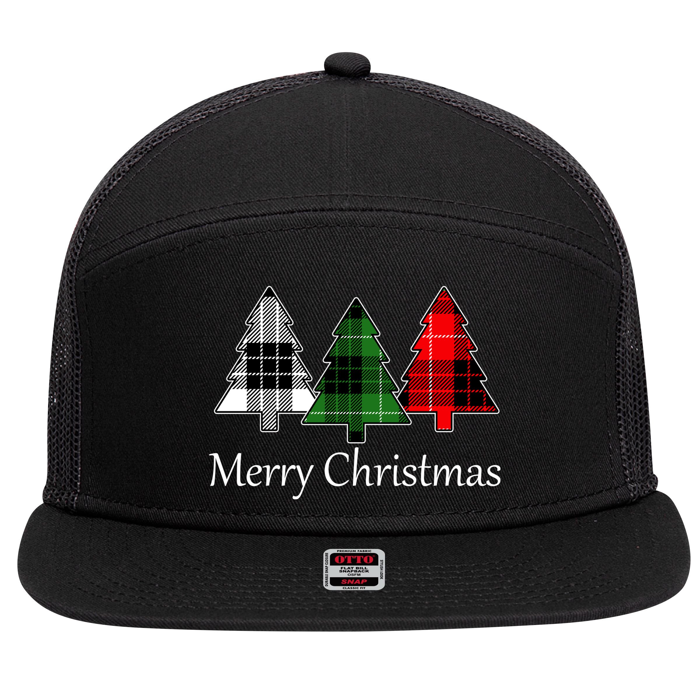 Merry Christmas 7 Panel Mesh Trucker Snapback Hat