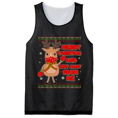 Merry Christmas And Stay Away From Me Reindeer Mesh Reversible Basketball Jersey Tank