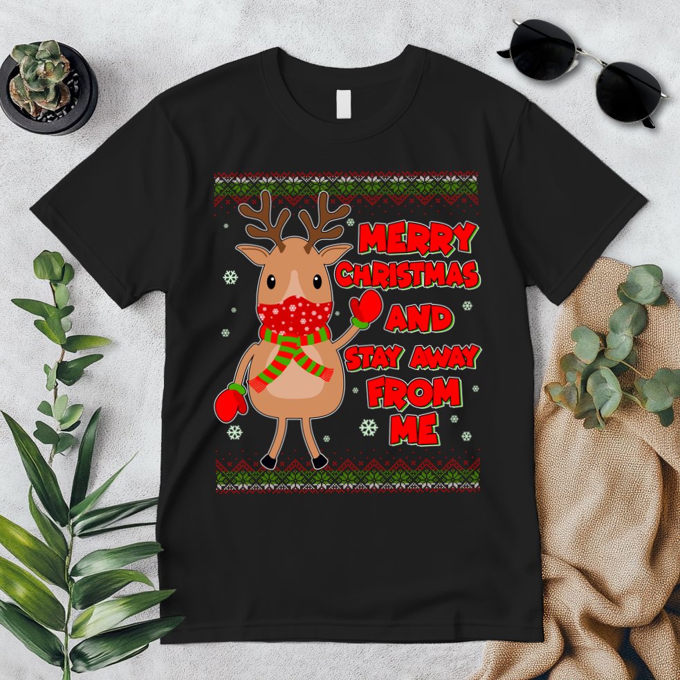 Merry Christmas And Stay Away From Me Reindeer Premium T-Shirt