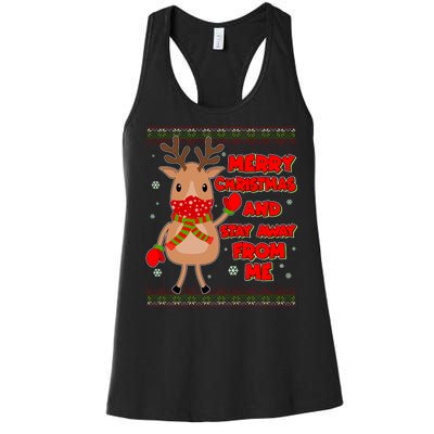 Merry Christmas And Stay Away From Me Reindeer Women's Racerback Tank