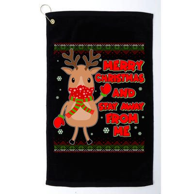 Merry Christmas And Stay Away From Me Reindeer Golf Towel